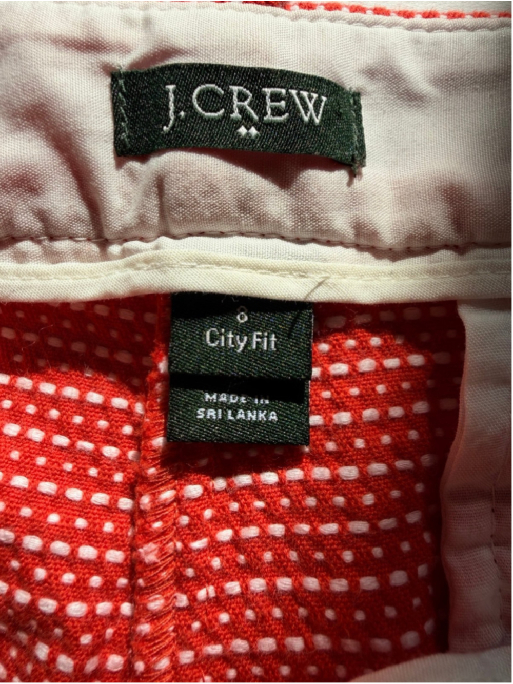 J.Crew City Fit cropped pants orange and white dotted sz 8 - Picture 3 of 6